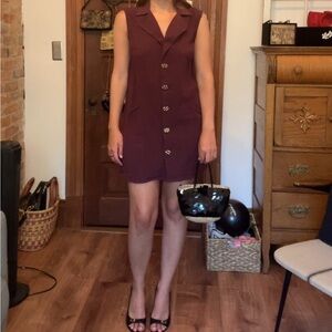 ASOS Burgundy Button-Up Mini Dress